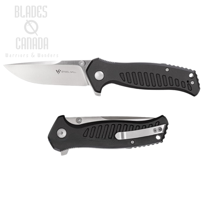 Steel Will Mini Barghest Flipper Folding Knife, D2 Satin, G10 Black, F37M-01